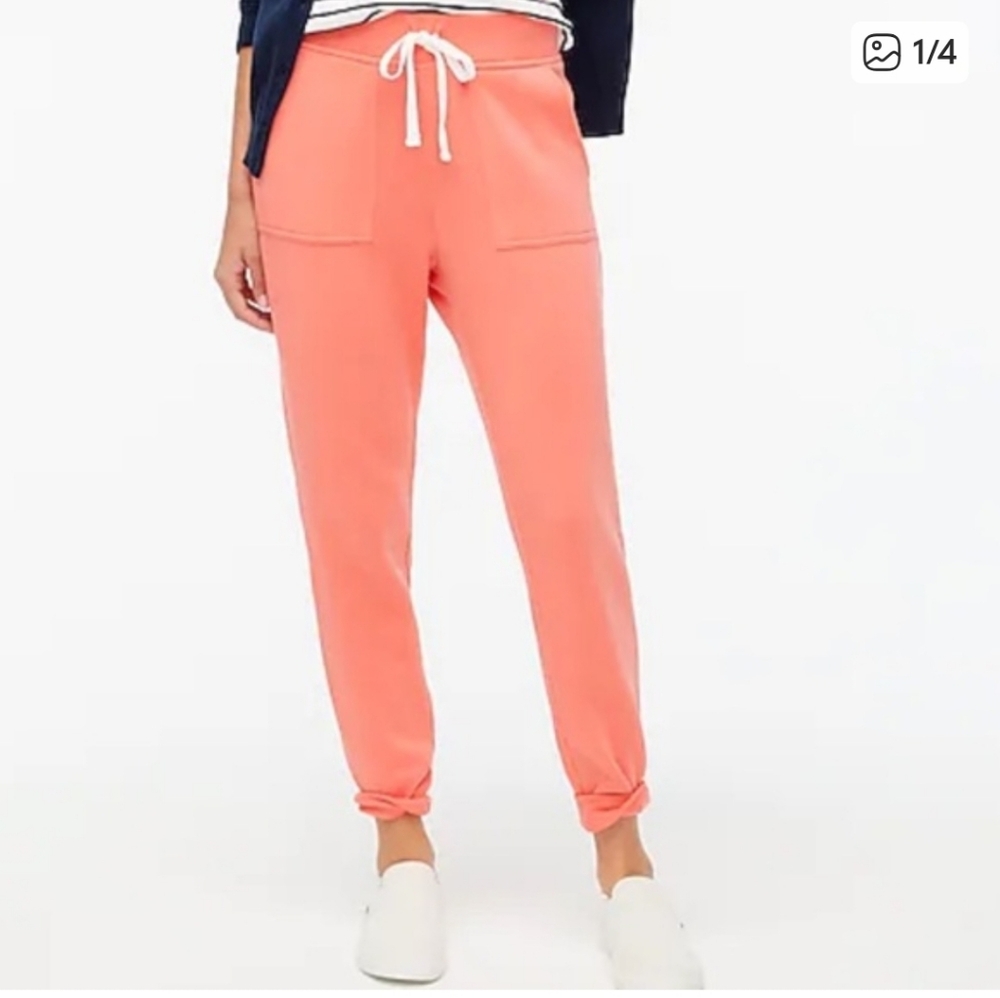 J.Crew Coral Pink Joggers Size L Cotton Blend Drawstring Sweatpants #64